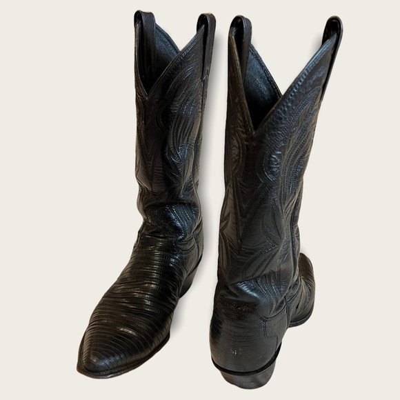 Justin 4705 Vintage Black Lizard and Leather Pull on Boot size 7 - Picture 3 of 16